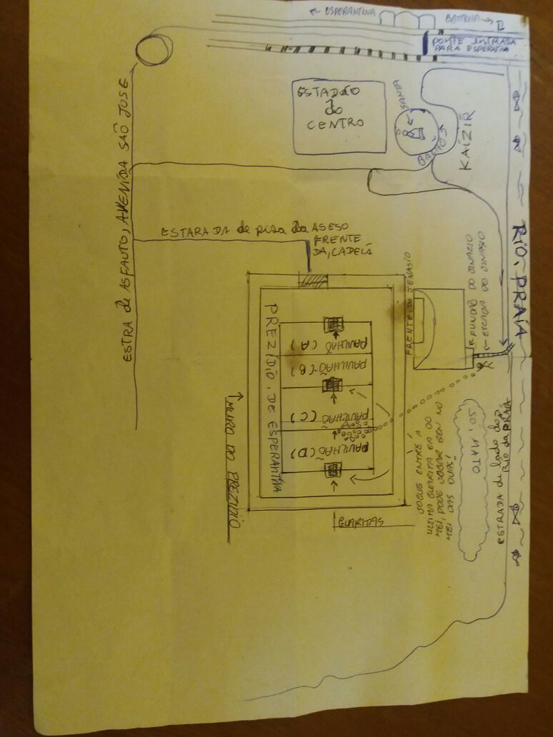 Mapa feito pelos detentos da casa de detenção de Esperantina
