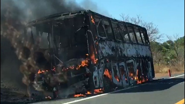Ônibus incendeia às margens da BR 316