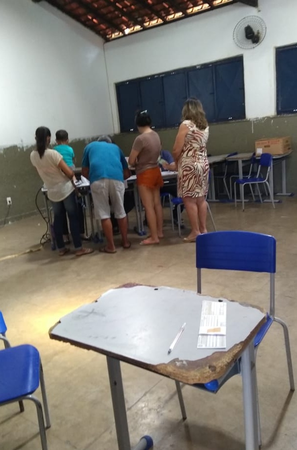 Mesa receptora de votos em escola do Morada Nova