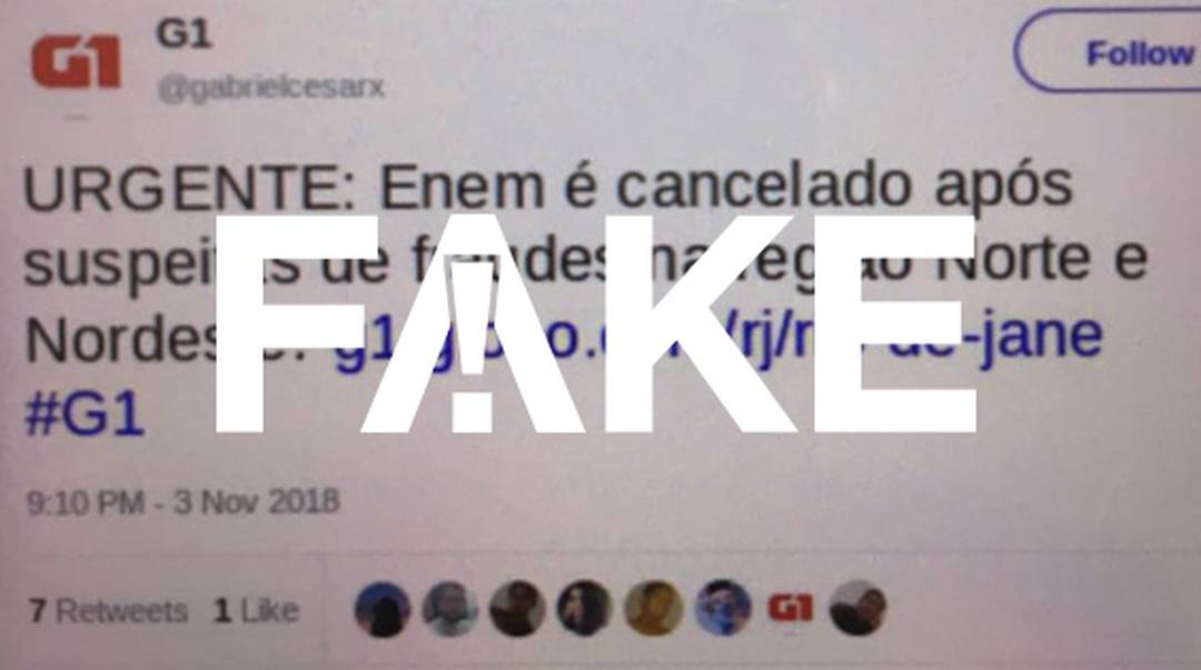 Notícia falsa sobre cancelamento do Enem