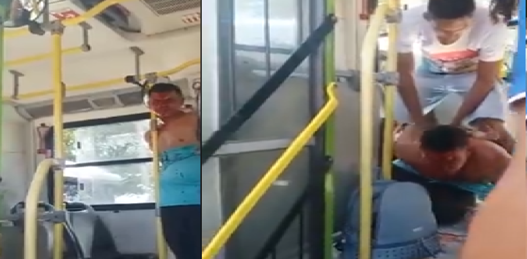 Bandido é espancado dentro de ônibus