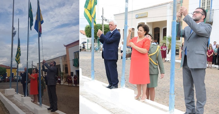 Governadora Regina Sousa hasteia a bandeira do Brasil em Oeiras