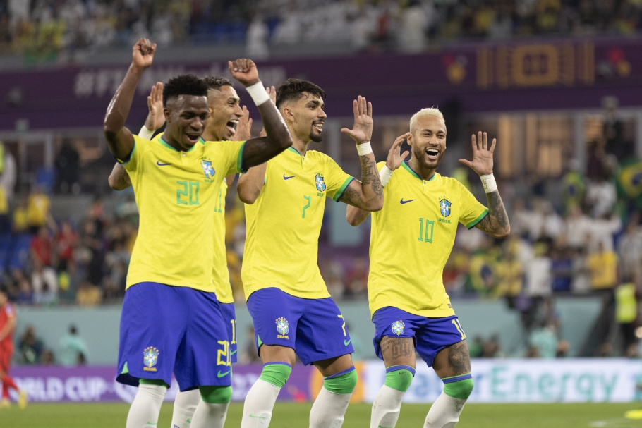 Brasil x Coreia pelas oitavas de final da Copa do Mundo do Catar. Vinicius Júnior, Paquetá e Neymar