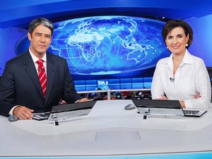 Os jornalistas William Bonner e Fátima Bernardes, apresentadores do \"Jornal Nacional\", da TV Globo