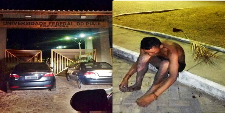 Marinaldo Queiroz da Silva foi flagrado usando somente cueca