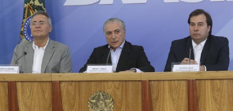 Renan Calheiros, Michel temer e Rodrigo Maia