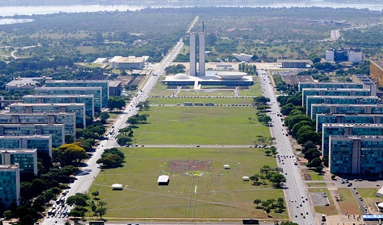 Esplanada dos Ministério e Congresso Nacional, em  Brasília