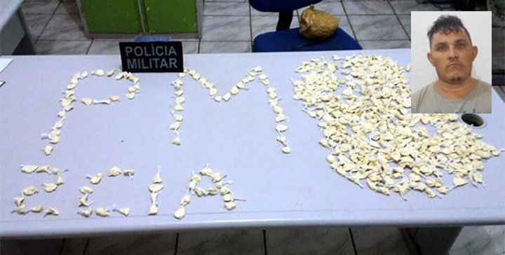 Traficante preso com 520 papelotes de cocaína em São Miguel do Tapuio