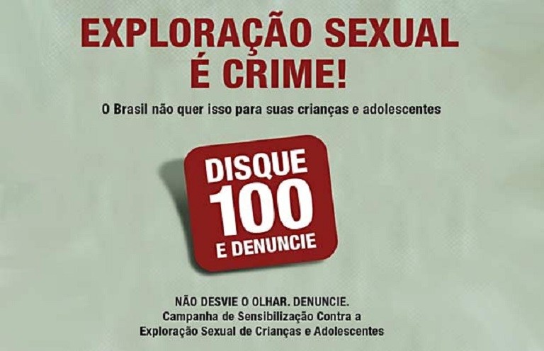 Material da campanha contra exploração sexual de crianças e adolescentes