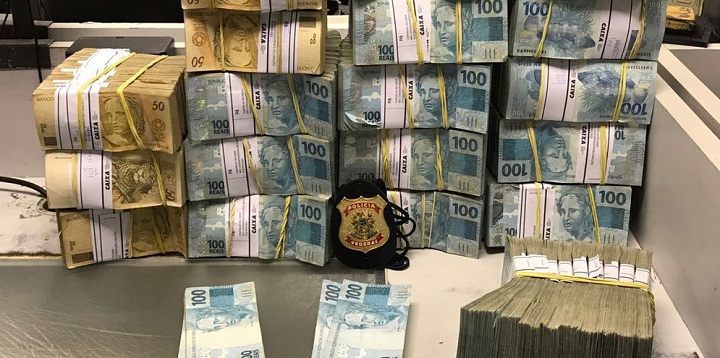 Dinheiro apreendido pela Polícia Federal