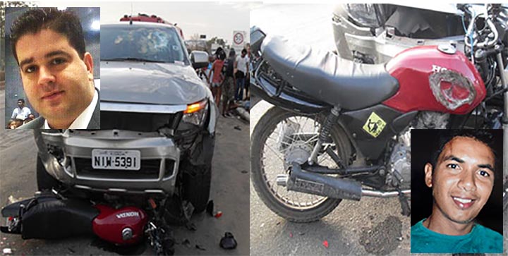 Imagens dos veículos acidentados, vítima e acusado