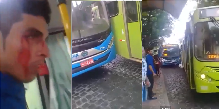 Motoristas de ônibus brigam na Praça Saraiva