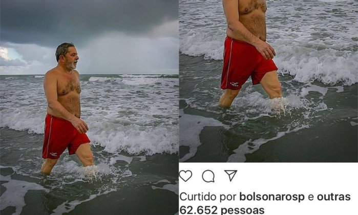Filho de Bolsonaro curte foto de Lula em praia do Piauí