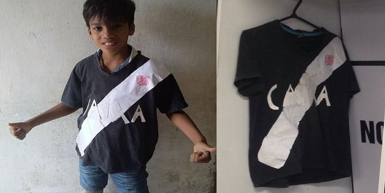 Menino piauiense viraliza na web com camisa do Vasco com detalhes de papel