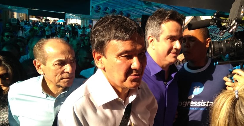 Wellington Dias com Ciro Nogueira e Marcelo Castro nas convenções governistas