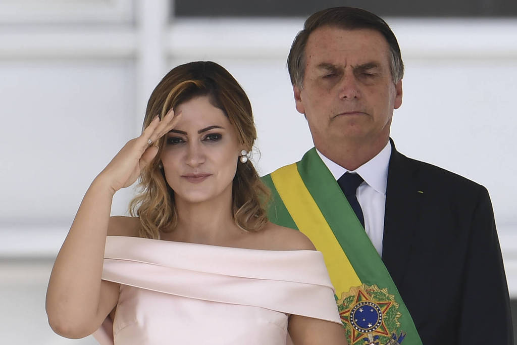 Michelle Bolsonaro durante a posse do presidente
