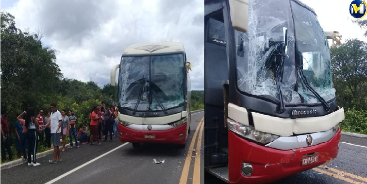 Ônibus da empresa Líder se envolve em acidente em Nazaré do Piauí