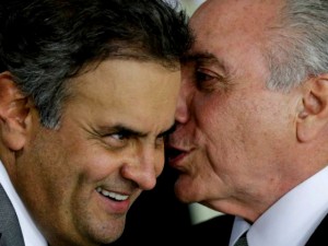 Michel Temer conversou muito com o senador Aécio Neves durante jantar em Brasília