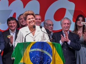 A presidenta Dilma Rousseff discursa após reeleita