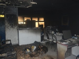 O escritório ficou destruído em Campo Maior