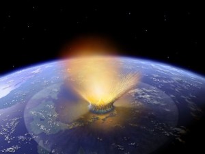 Ilustração mostra como seria o impacto de um asteroide de 10 km de diâmetro na Terra