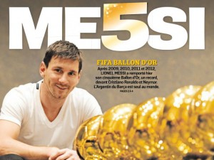 Messi levou a quinta Bola de Ouro
