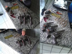 Armas apreendidas dentro do carro do comerciante em Valença