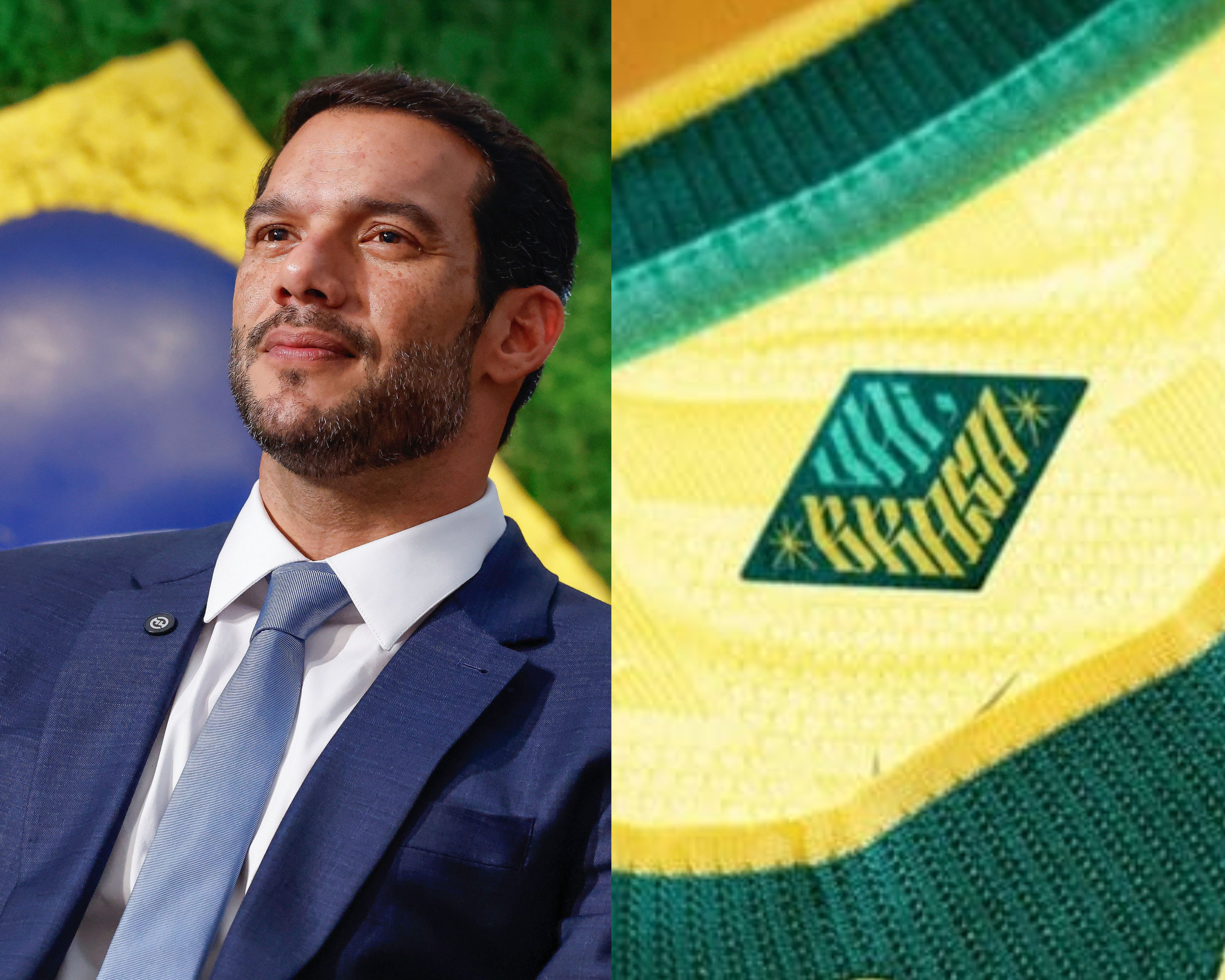 Presidente da CBF, Samir Xaud e a camisa da Nike 'Vai Braza'