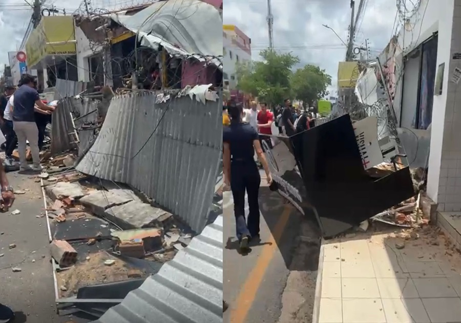 Fachadas de lojas caem na avenida principal do bairro Dirceu