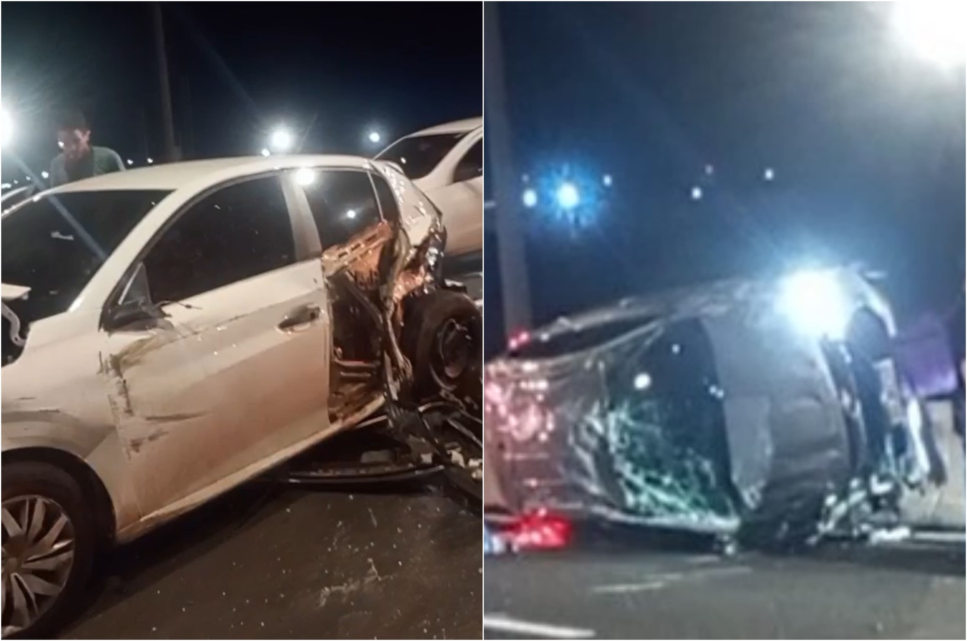 Veículos envolvidos no acidente ocorrido na noite desta quarta-feira