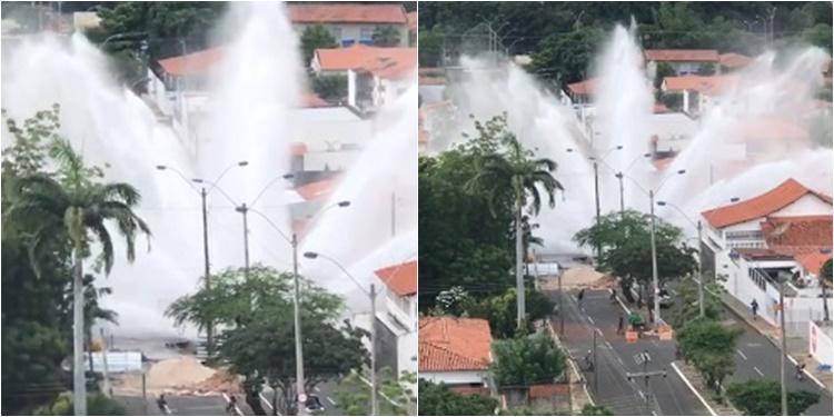 Adutora que se rompeu fica na Avenida Ininga em Teresina