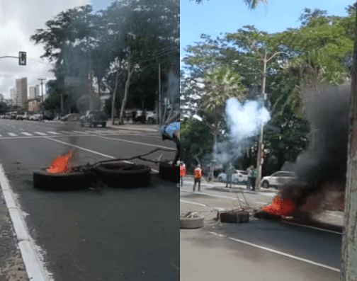 Protesto dos motoristas e trabalhadores de ônibus fazem protesto em Teresina