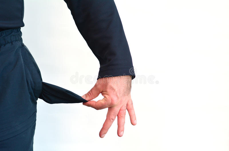 Bolso vazio de um homem sem dinheiro