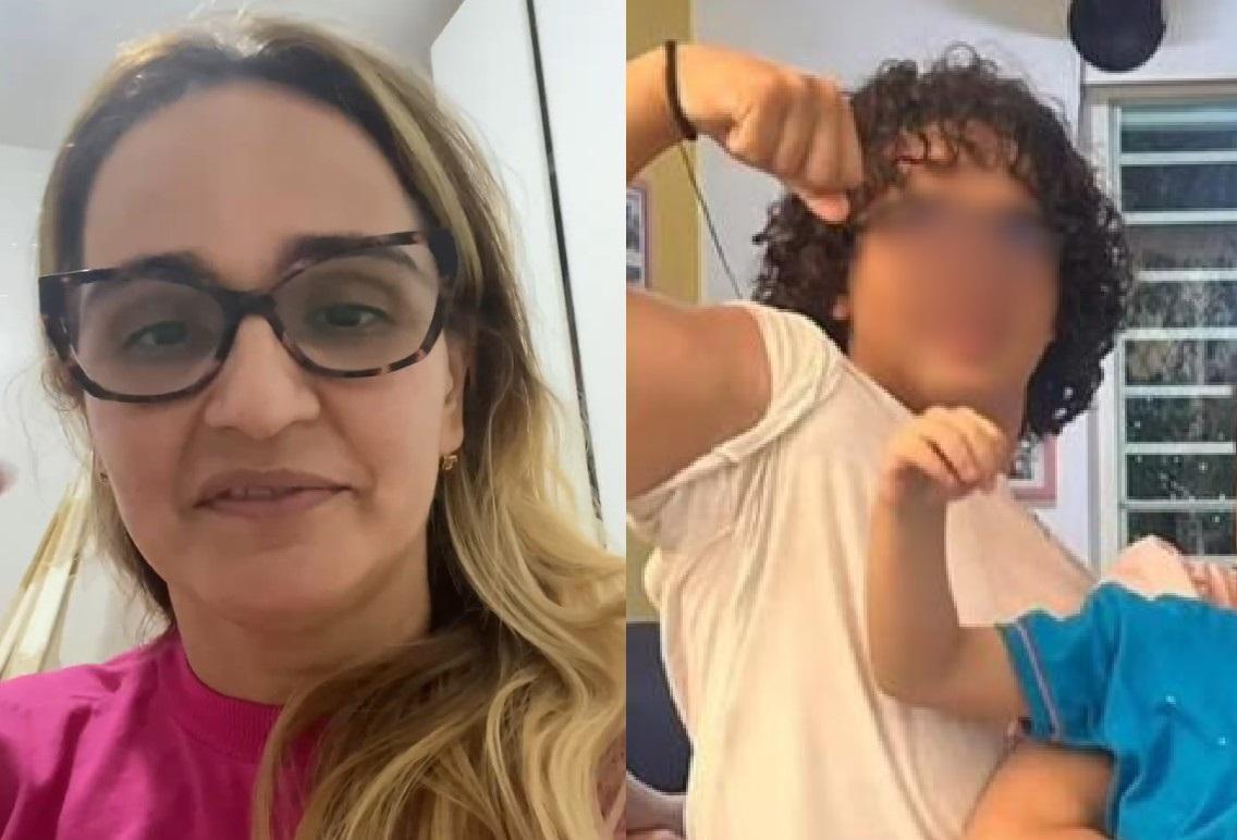 A cabelereira e esteticista Cleytiana Campelo e o filho, estudante que foi baleado em colégio de Teresina