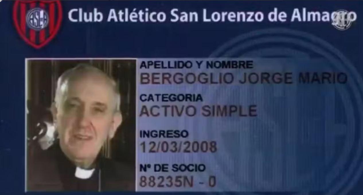 Carteirinha do San Lorenzo pertecente ao Papa Francisco