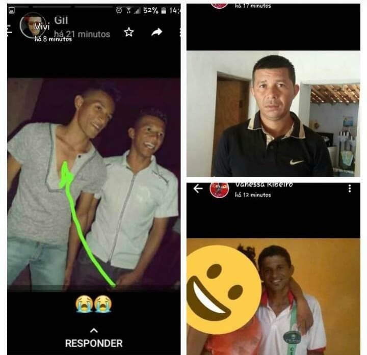 Imagens dos três familiares mortos