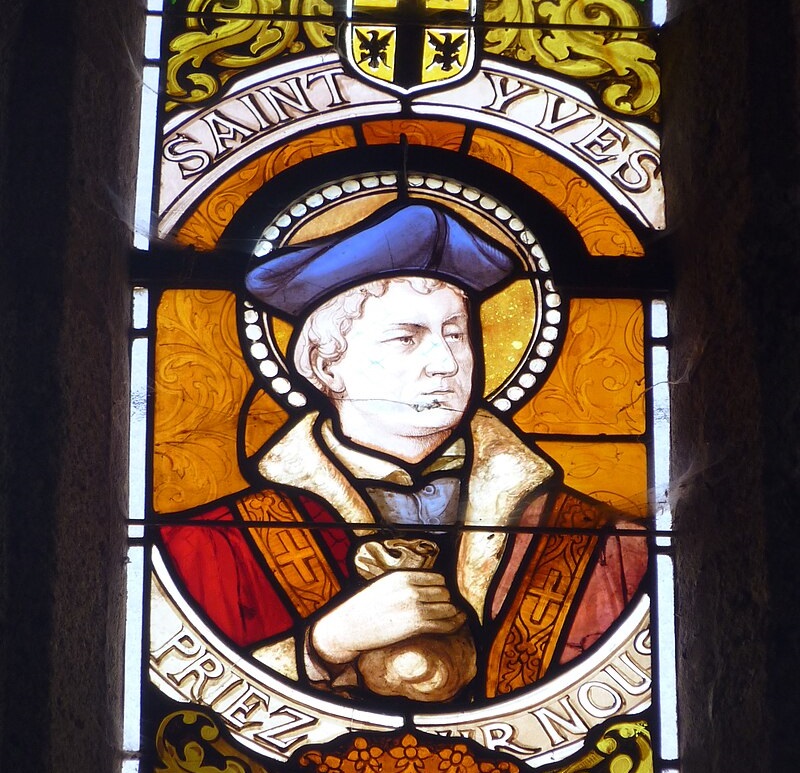 Vitral de Santo Ivo em Huelgoat, na Bretanha