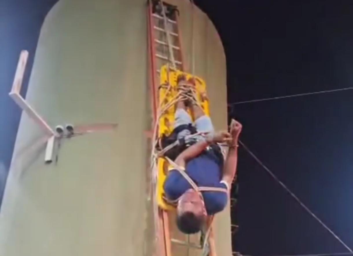 Jovem é resgatado do alto da caixa de água em José de Freitas