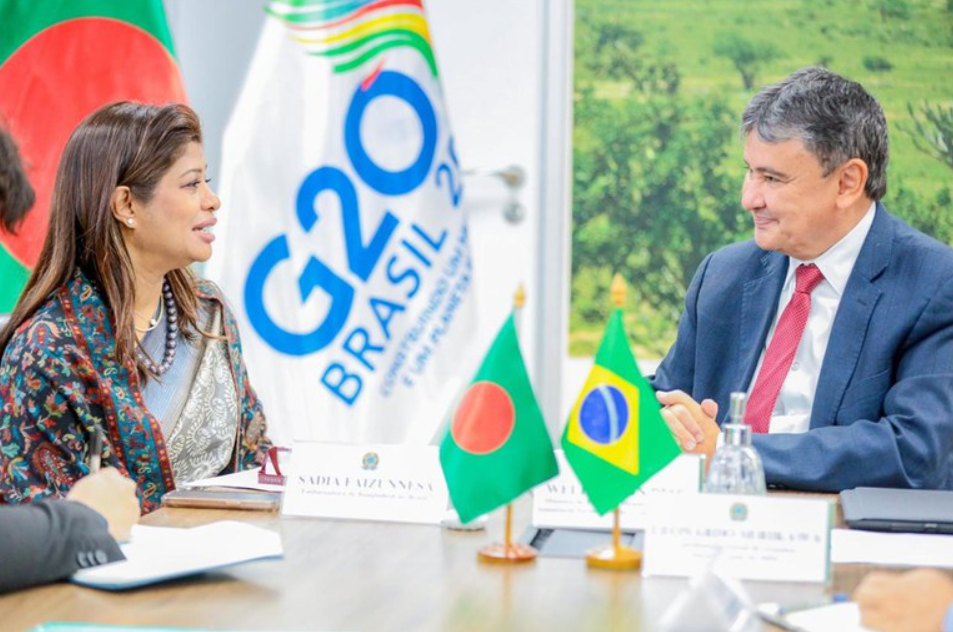 Ministro Wellington Dias e embaixadora de Bangladesh Sadia Faizunnesa