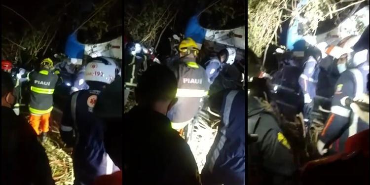 Equipes atuam para remover vítimas presas às ferragens de veículo