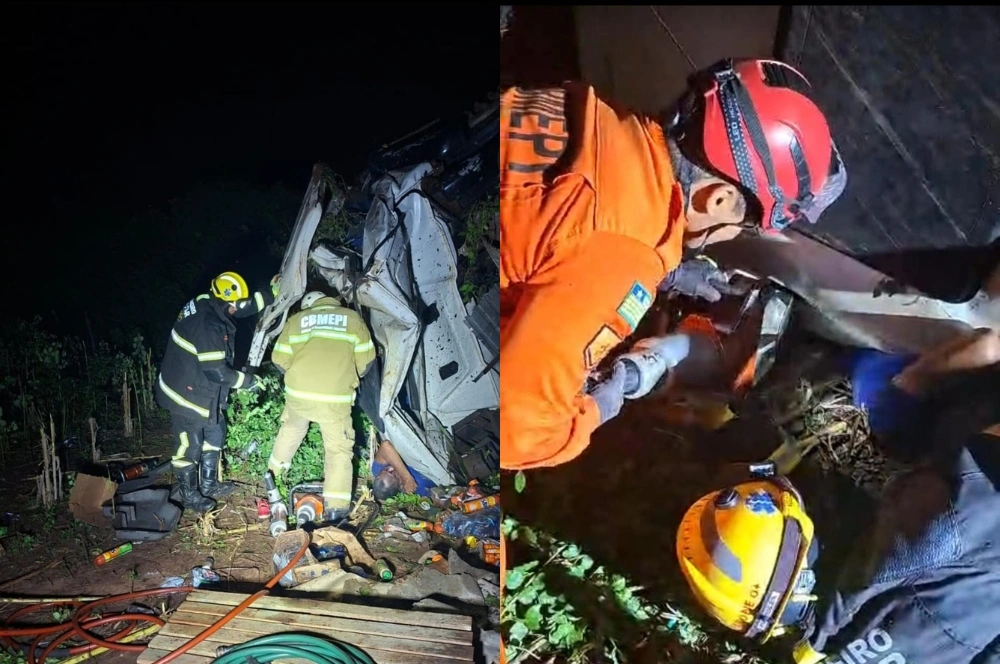 Acidente na Ladeira da Bananeira deixou caminhoneiro morto. Corpo ficou preso entre as ferragens