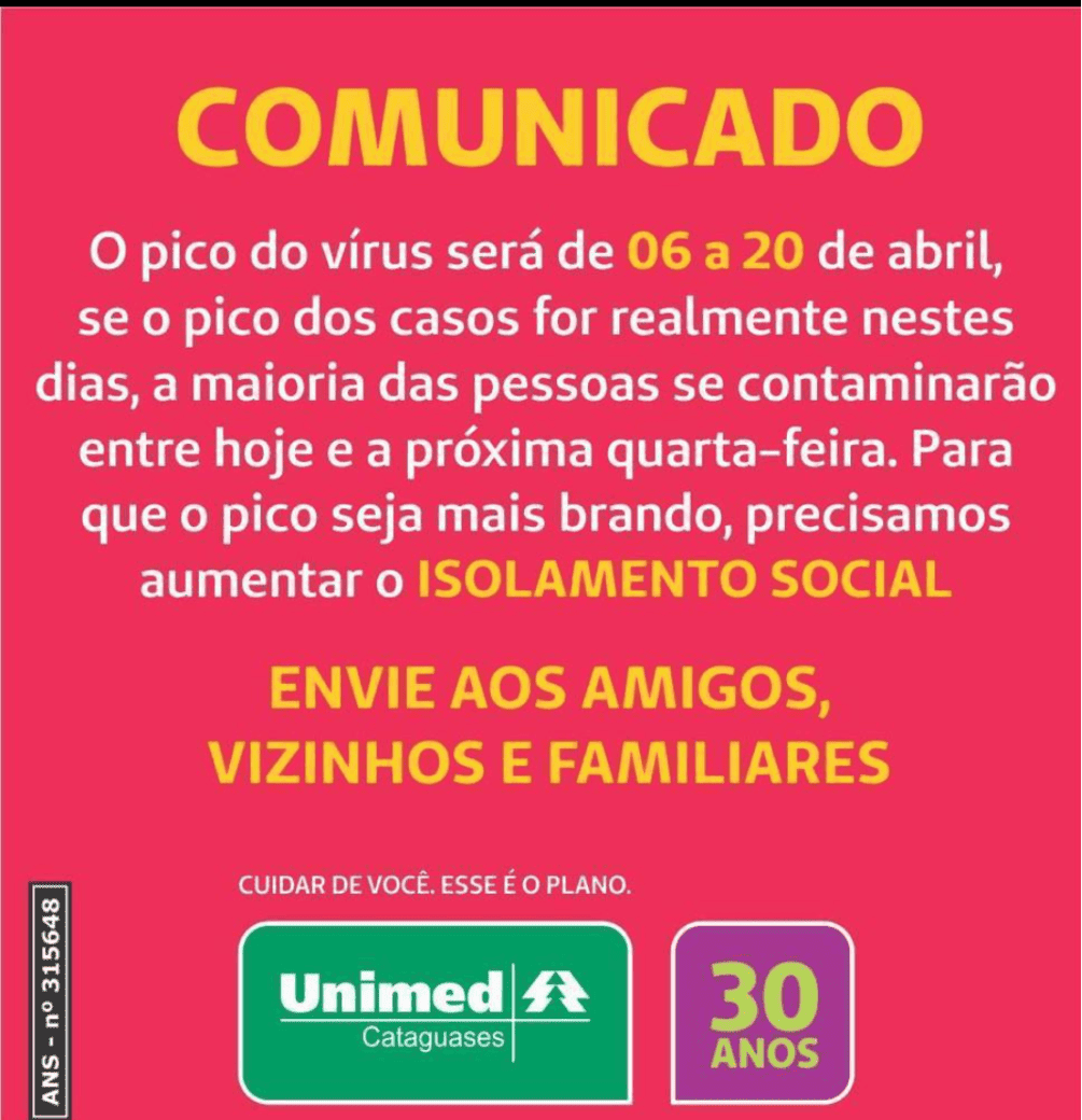 Comunicado fake distribuído com o uso do nome da Unimed