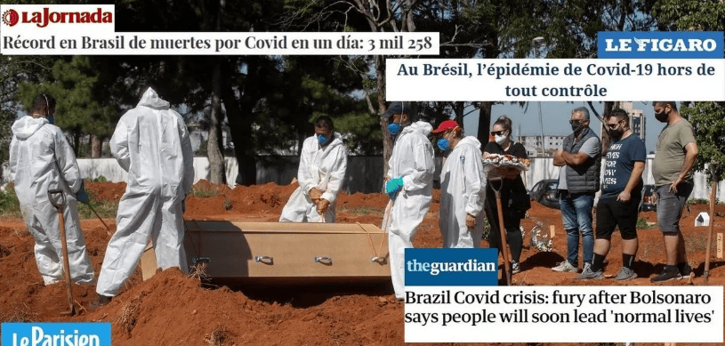 Imprensa internacional diz que pandemia no Brasil está “fora de controle” e virou “bomba"