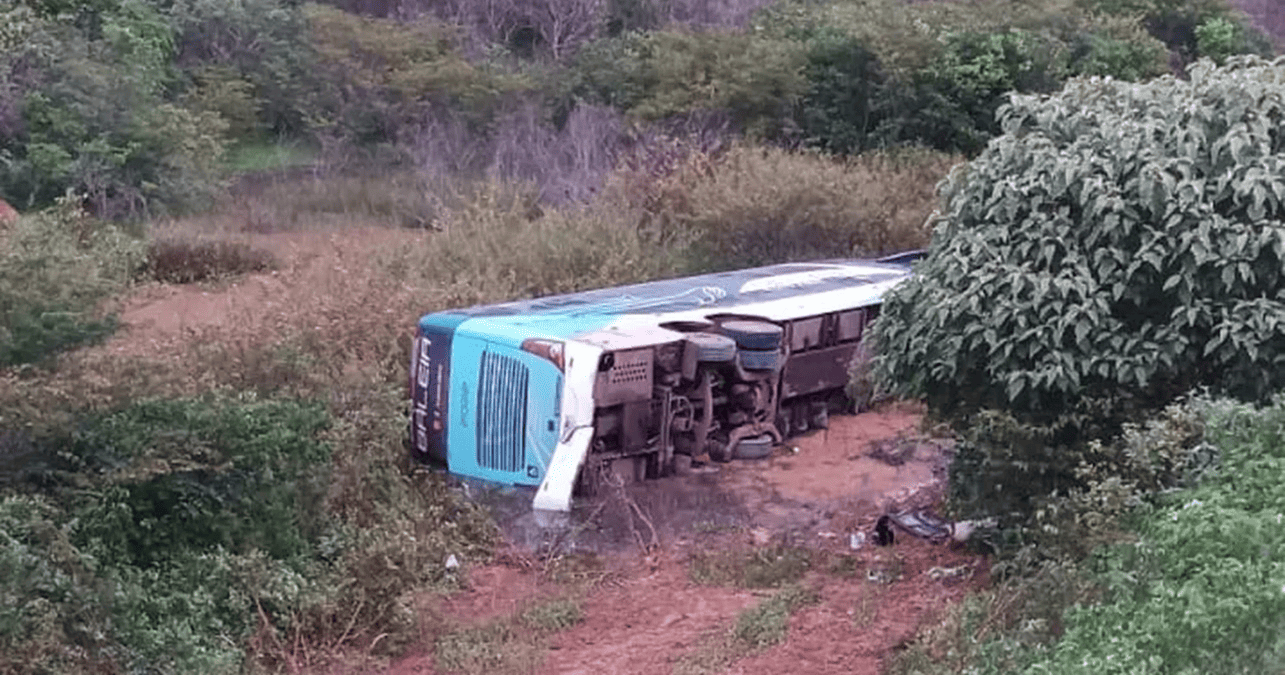 Ônibus tomba na BR 135
