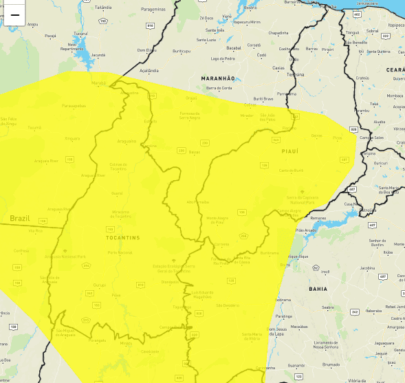 Alerta amarelo para parte do Piauí