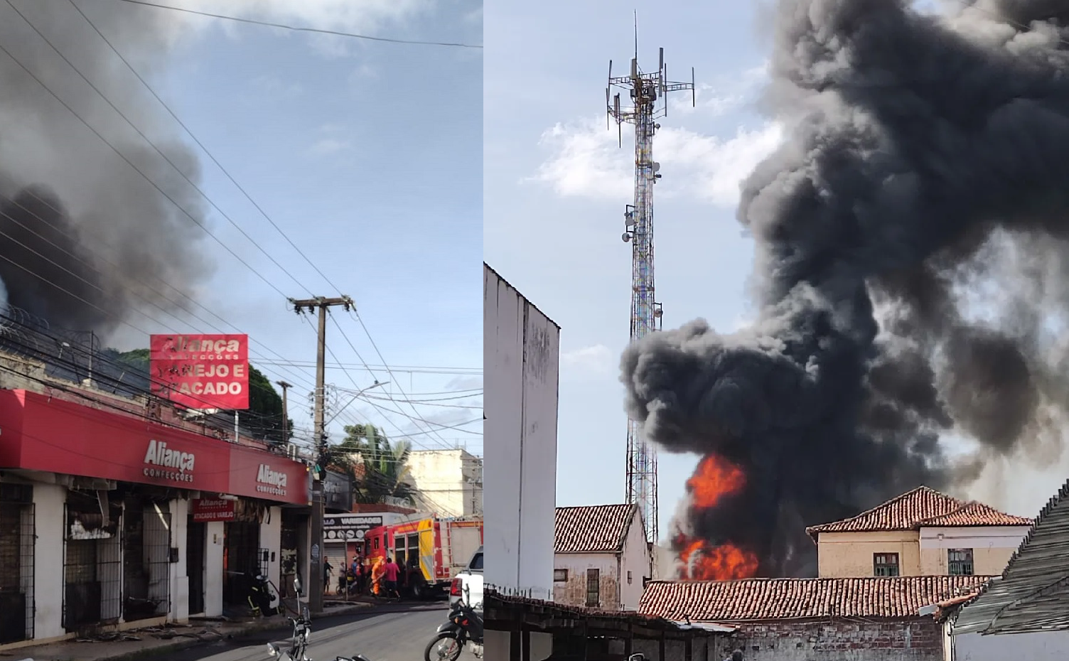 Loja Aliança Confecções fica destruída em incêndio