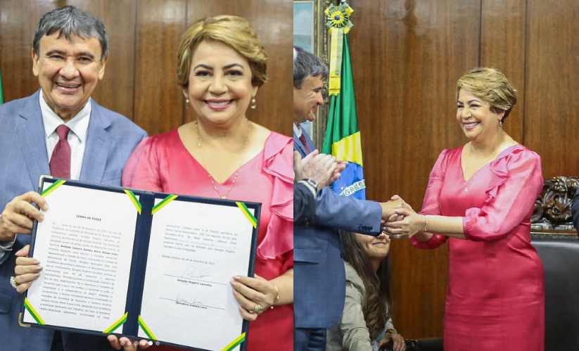 Jussara Lima e o ministro Wellington Dias