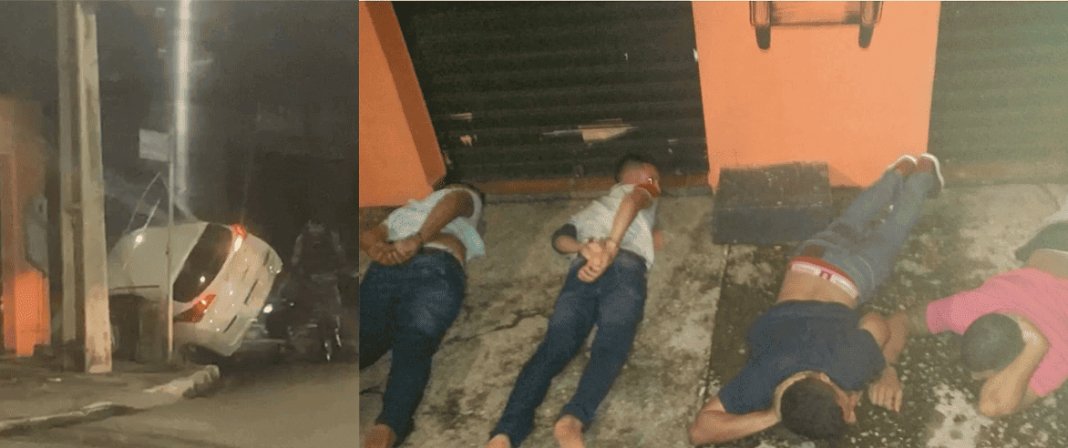 Suspeitos de assalto são presos após perseguição e acidente