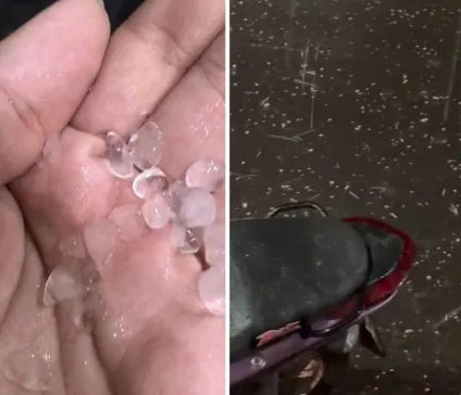 Moradores registram chuva de granizo em Pedro II