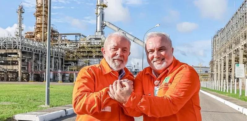 Lula e Jean Paul Prates na refinaria Abreu e Lima, em Ipojuca (PE)